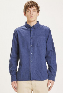 Melange Flannel Shirt - blau meliert