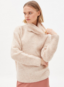 Knit Jumper "Ilsiaa" (wool/alpaca) - kinoko melange/oatmilk