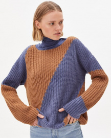 Strickpullover "Saadie Striped" (Wolle) - shadow blue/smoky almo