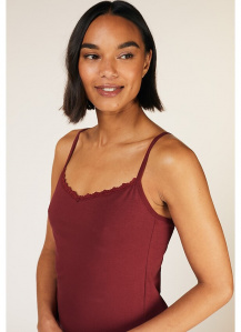 Hidden Support Lace Trim Camisole - burgundy