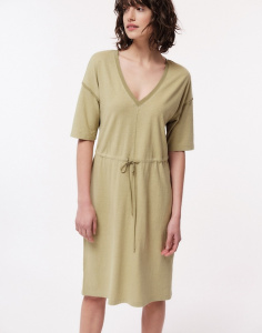 Lanius "V-Neck Dress (hemp) - herbal green