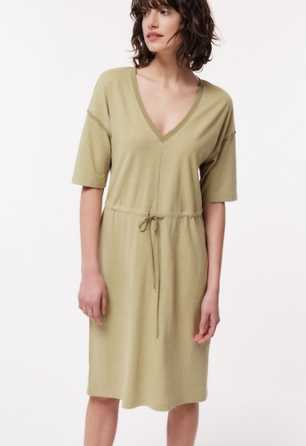 Lanius "V-Neck Dress (hemp) - herbal green
