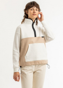 Rotholz "Cropped Half Zip Sweatshirt" - oatmeal