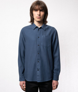 Nudie Shirt "Chuck Fluid Twill" - indigo blue