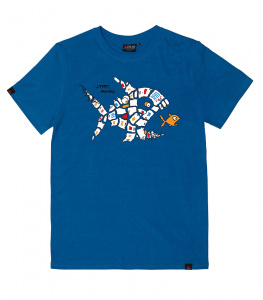 T-Shirt "Plastic Fish" (Hanf) - blau