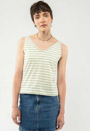 Top "Pina" - pastel green thin stripes