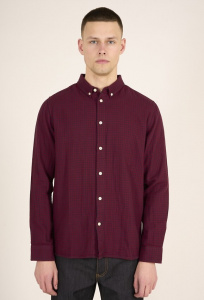 Double Layer Checked Shirt - dunkelrot
