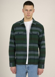 Heavy Flannel Striped Overshirt - grün