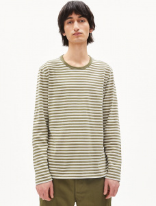 Longsleeve "Johaan Stripes" - oliva/off white