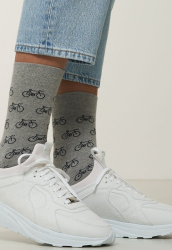 Socken "Almond" "Bikes" - grey mélange