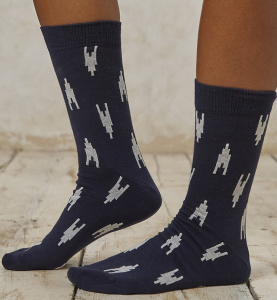 Ikat Pattern Socks - navy