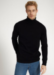 Feinstrick-Rollkragenpullover "Pine" - schwarz