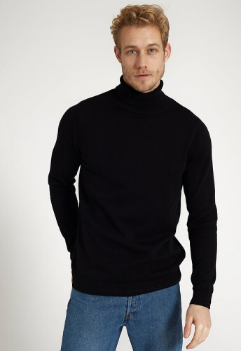 Feinstrick-Rollkragenpullover "Pine" - schwarz