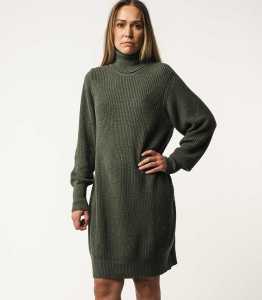 Rippstrick Rollkragenkleid "Abazin" - green melange