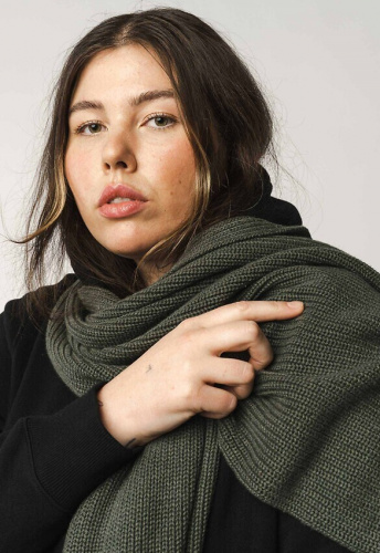 Rib Knit Scarf "Nagna" - green melange