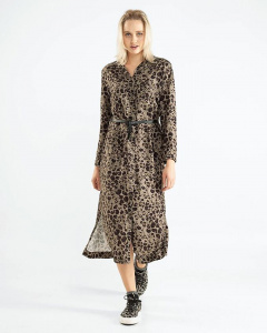 Hemdblusenkleid Animalprint - truffle