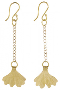 Gingko Leaf Earrings - brass
