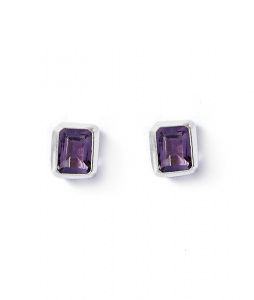 Amethyst Stud Earrings - silver