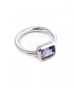 Amethyst Rectangle Ring - silver