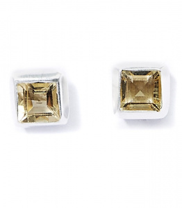 Golden Quartz Stud Earrings - yellow