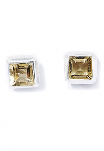 Golden Quartz Stud Earrings - gelb