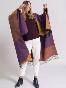 Poncho "Ennio" aus recycelter Baumwolle - violet saloon