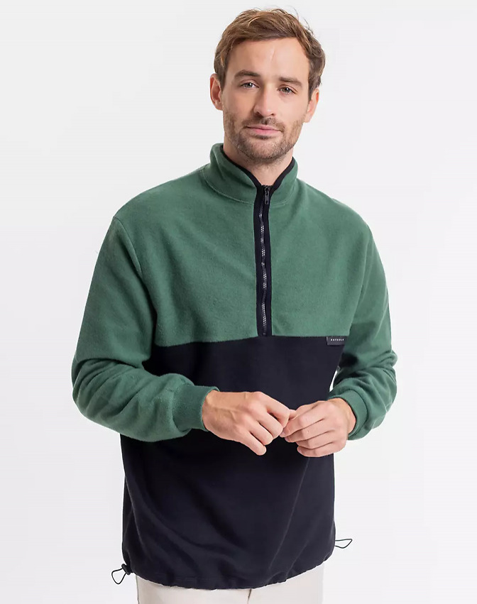 Rotholz "Divided Half Zip Sweatshirt" - black/deep green