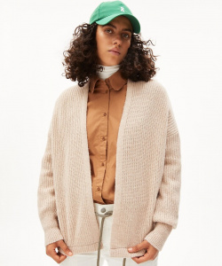 Strick-Cardigan "Vilanaa" (Wolle/Alpaka) - kinoko melange/oatmil