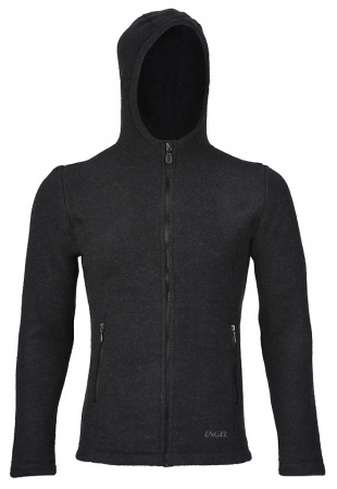 Herren-Kapuzenjacke aus Wollfleece - schwarz meliert Herren-Kapuzenjacke aus Wollfleece - schwarz meliert