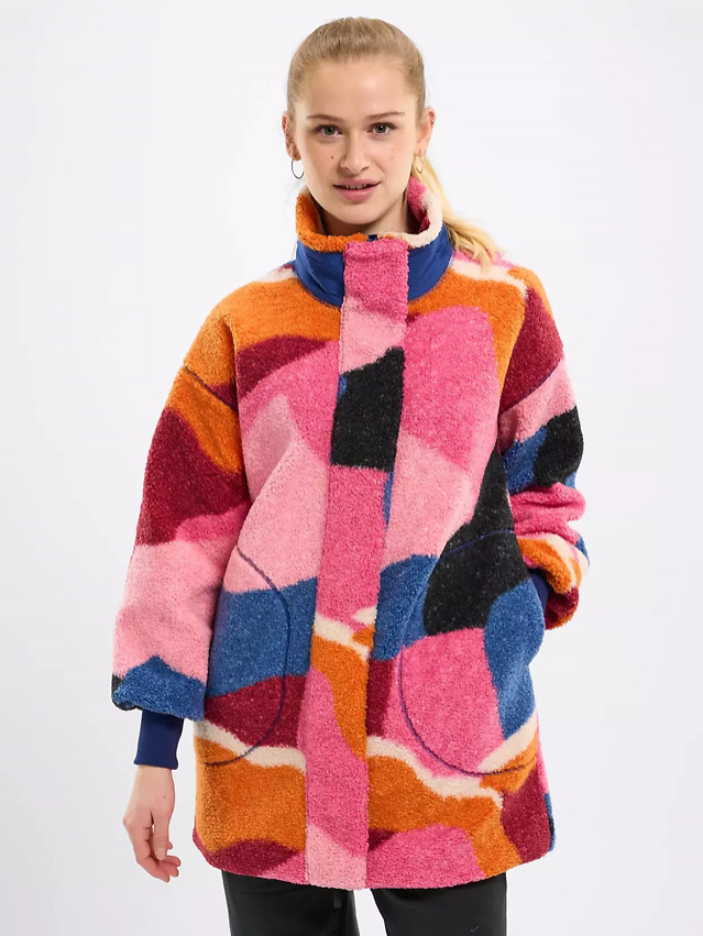 Damen Fleece-Mantel - bunt