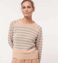 Lanius "Striped Round Neck Knit" - oatmilk/blue sea