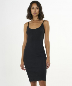 Jersey Rib Strap Dress - schwarz