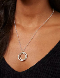 Beaten Ring Necklace - silver