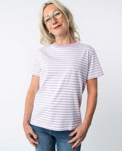 T-Shirt "KHIRA Stripes" - lilac/weiß
