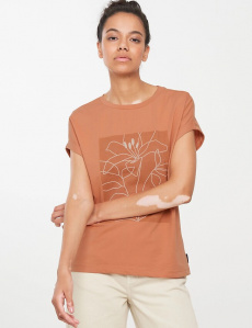 T-Shirt "Cayenne Flower Lines" - capri orange