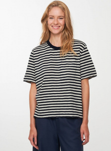T-Shirt "Waterlily Stripes" - dark navy