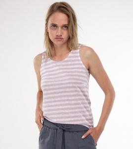 Linen Striped Top - lilac