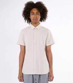 Linen Short Sleeve Shirt - light feather gray