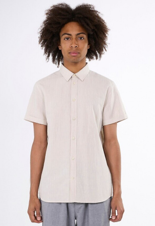 Kurzarm-Leinenhemd - beige