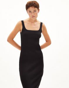 Ripp-Jersey-Kleid "Arayaa" - schwarz