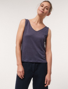 Lanius "Leinen-Tanktop mit V-Ausschnitt" - dove blue