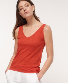 Lanius "Linen Tanktop with V-neck" - rooibos