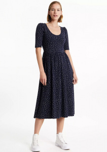Marlena Seed Print Dress - navy