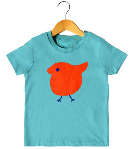 Shirt "Vogel" - teal/orange