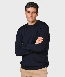 Basic Merino-Strickpullover - navy