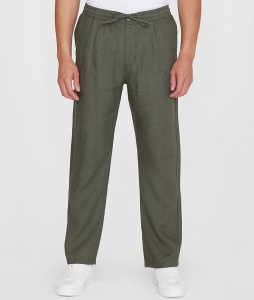 Loose Linen Pants - burned olive