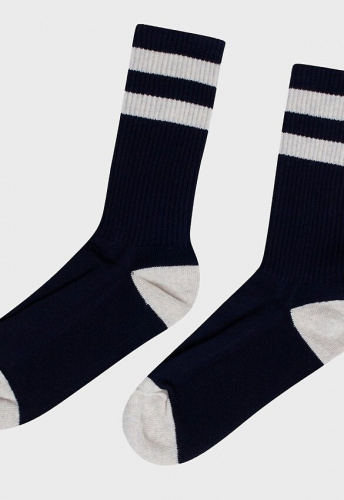 Merino Socke - navy(pastel grey