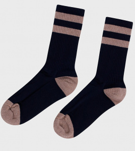 Striped Merino Sock - navy/sand