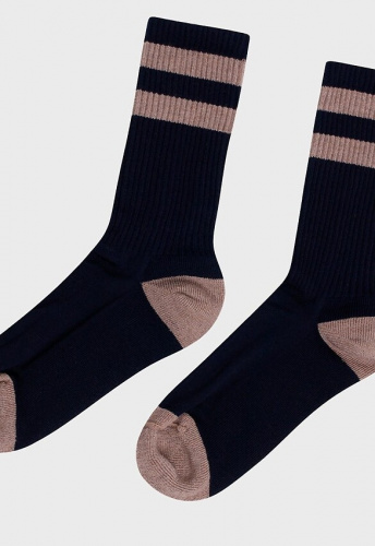Merino Socke - navy/sand