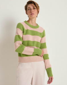 Lanius "Streifenpullover" (Wolle) - biscuit/fern